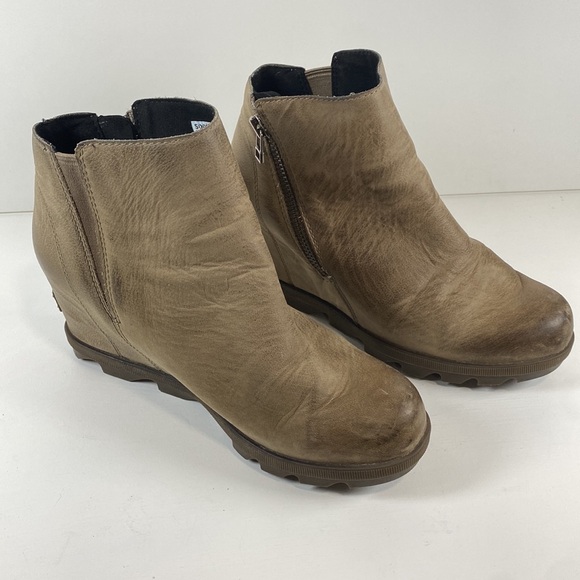 Sorel Joan of Arctic wedge II zip side booties tan leather - Picture 2 of 9